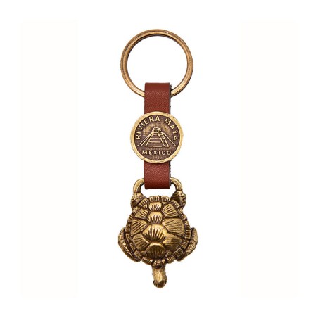 Llavero de latón tortuga. Souvenir, recuerdo Riviera Maya, México