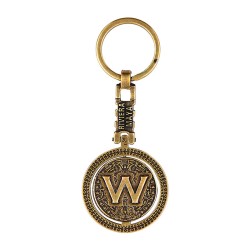 Llavero de latón letra W con Calendario Azteca, Souvenir, recuerdo de la Riviera Maya, México