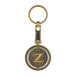 Llavero de latón letra Z con Calendario Azteca, Souvenir, recuerdo de la Riviera Maya, México
