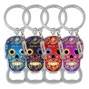 Llavero destapador de metal en forma de calavera. Souvenir de la Riviera Maya, México.