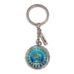 Llavero corcholata de metal calendario Maya, Souvenir de la Riviera Maya, México.v