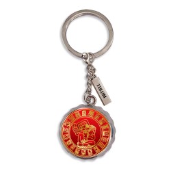 Llavero corcholata de metal calendario Maya, Souvenir de la Riviera Maya, México.v