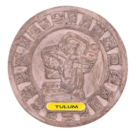 Magneto de resina Calendario Maya. Souvenir, recuerdo de la Riviera Maya, México.