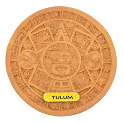 Magneto de resina Calendario Azteca. Souvenir, recuerdo de la Riviera Maya, México.