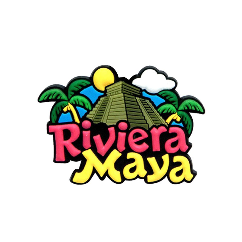 Magneto pvc Pirámide de Chichen Itzá, souvenir de Mexico. Recuerdo de la Riviera Maya.