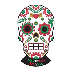 Magneto pvc calavera típico de la tradición del día de Muertos en Mexico, souvenir y recuerdo de la Riviera Maya.