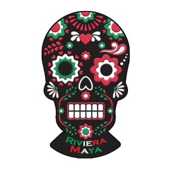 Magneto pvc calavera típico de la tradición del día de Muertos en Mexico, souvenir y recuerdo de la Riviera Maya.