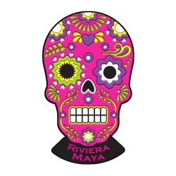 Magneto pvc calavera típico de la tradición del día de Muertos en Mexico, souvenir y recuerdo de la Riviera Maya.