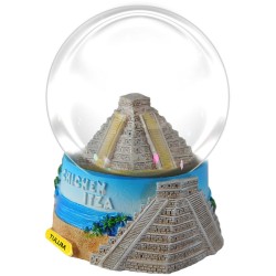 Esfera de nieve Pirámide de Chichen Itzá. Souvenir, recuerdo de la Riviera Maya, México