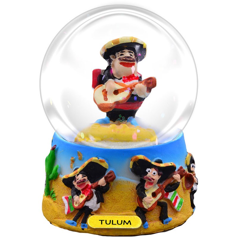 Esfera de nieve Mariachi. Souvenir, recuerdo de la Riviera Maya, México