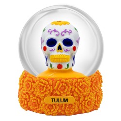 Esfera de nieve calavera naranja