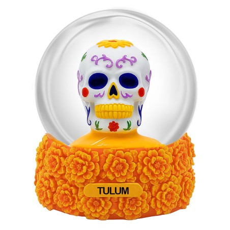 Esfera de nieve calavera naranja