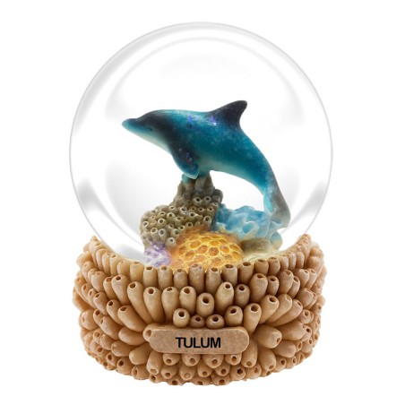 Esfera de Nieve Resina Delfín Coral perla