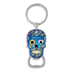 Llavero destapador de metal en forma de calavera. Souvenir de Veracruz, México.