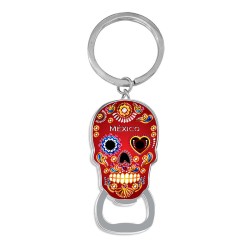 Llavero destapador de metal en forma de calavera. Souvenir de Veracruz, México.