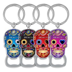 Llavero destapador de metal en forma de calavera. Souvenir de Veracruz, México.