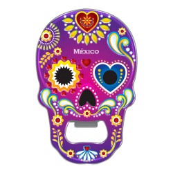 Magneto destapador de metal con calavera. Souvenir y recuerdo de Veracruz, México