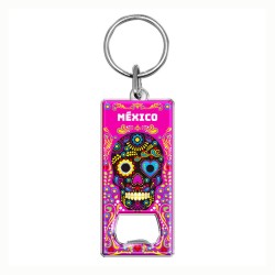 Llavero destapador de metal con calavera. Souvenir Veracruz, México