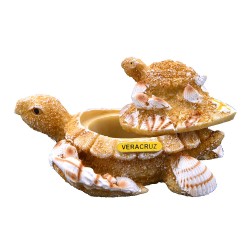Caja de resina arena con figura tortuga, Souvenir de Veracruz, Mexico.
