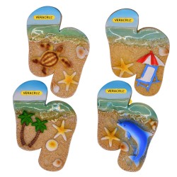 Souvenir México Veracruz: Magnetos de Resina Chanclas Playa