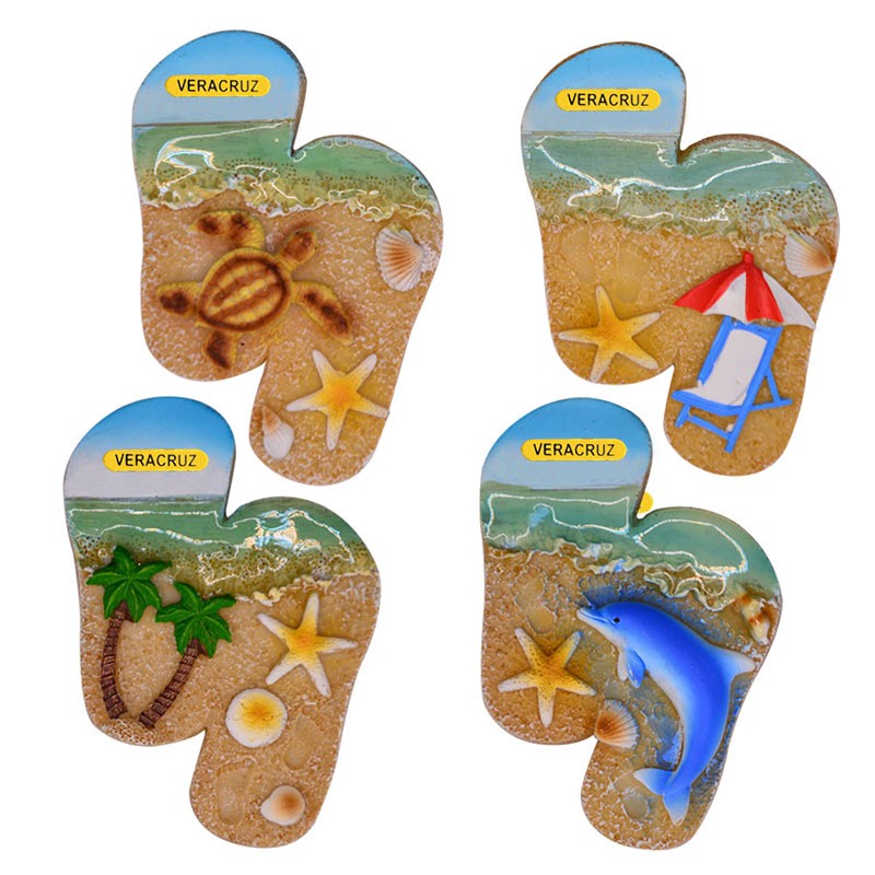 Souvenir México Veracruz: Magnetos de Resina Chanclas Playa