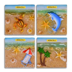 Magnetos de Resina México Veracruz - Souvenir Playa 5.2cm