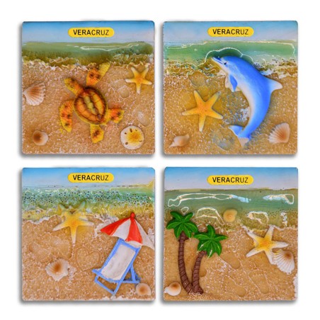 Magnetos de Resina México Veracruz - Souvenir Playa 5.2cm