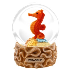 Souvenir México Veracruz: Esfera de nieve con caballito de mar