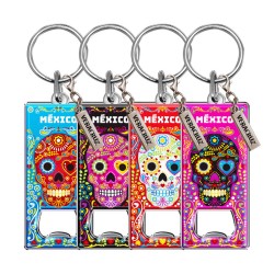 Llavero destapador de metal con calavera. Souvenir Veracruz, México