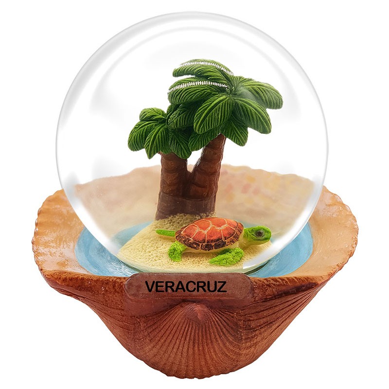 Souvenir México Veracruz: Esfera de nieve con palmeras