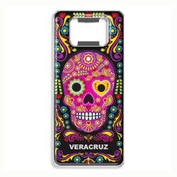 Magneto destapador de metal con calavera, souvenir Veracruz, Mexico.