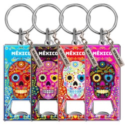 Llavero destapador de metal con calavera. Souvenir Veracruz, México