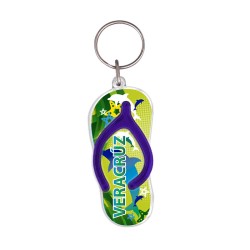 Llavero de acrílico en forma de chancla. Disponible en 8 motivos y colores diferentes. Souvenir de Veracruz, Mexico